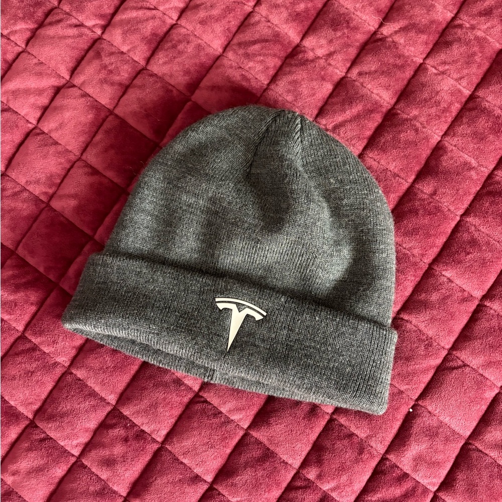 Tesla Charcoal Knit Beanie
